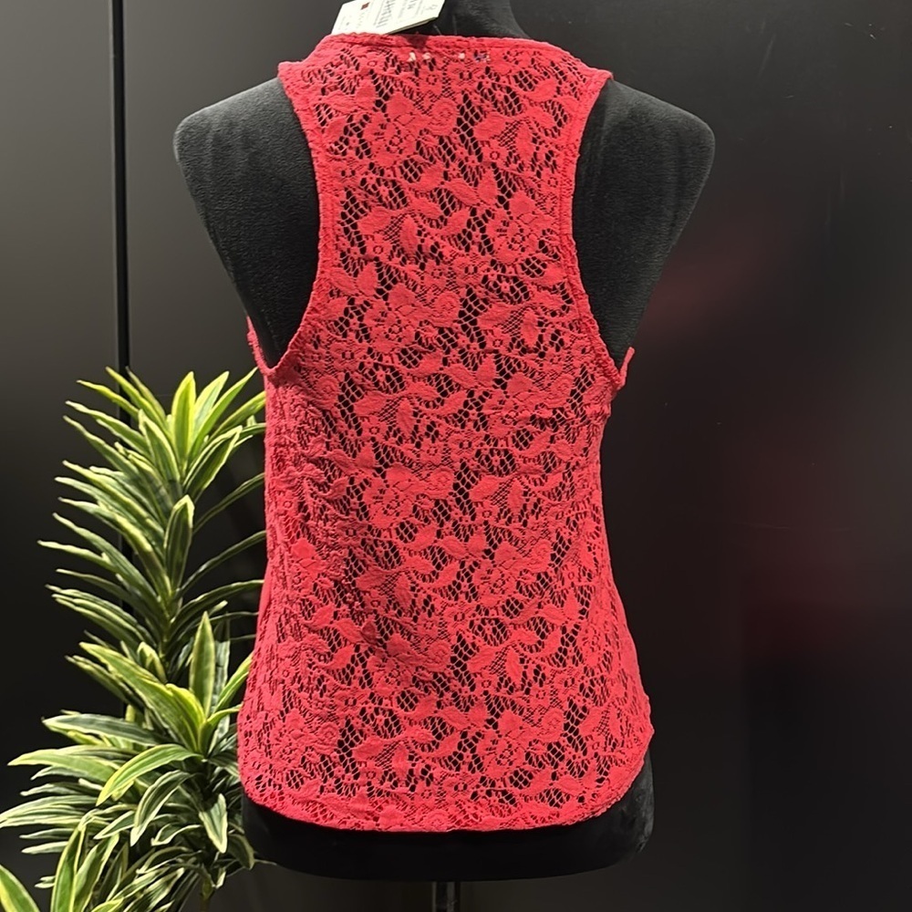 Bershka Lace Back Sleeveless scoop neck,coral tank top
